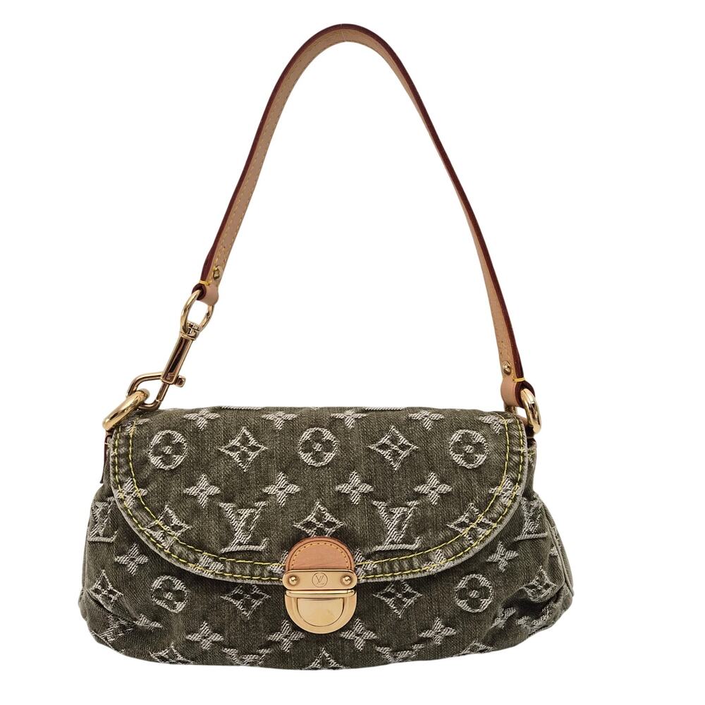 Louis Vuitton Green Denim Mini Pleaty Shoulder Bag